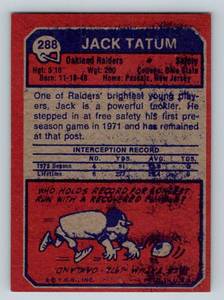 lot 220A image: Jack Tatum RC 1973 Topps #288 Vintage Rookie Football Card