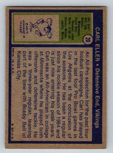 lot 221A image: Carl Eller 1972 Topps #20 Vintage Minnesota Vikings Football Card