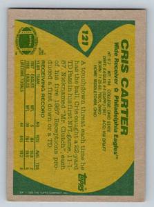 lot 229A image: Cris Carter RC 1989 Topps #121 Rookie Minnesota Vikings Football Card