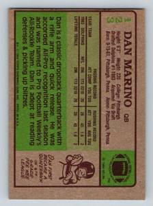 lot 18B image: Dan Marino RC 1984 Topps #123 Vintage Rookie Miami Dolphins Card