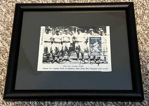 lot 185 image: Ben Chapman and Earl Averill Autographed Post Card with Babe Ruth Stamp