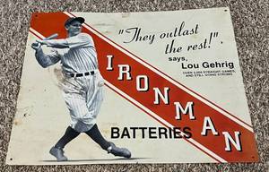 lot 196 image: Lou Gherig Ironman 13x16 Metal Wall Hanging Baseball