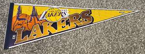 lot 25B image: George Mikan Autographed LA Lakers Basketball Pennant