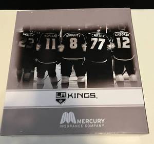 lot 224 image: Los Angeles Kings Mini Hockey Stick Set - Brown, Kopitar, Doughty, Carter, and Gaborik