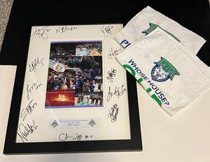 lot 240 image: Minnesota Lynx Basketball Team Signed, matted, and Framed 16x10 from 2008 10 Year Anniversary  (2) 2015 Playoff Towels