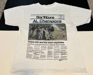 lot 242 image: Minnesota Twins 1987 ALCS Champions T-Shirt - Vintage Retro Baseball