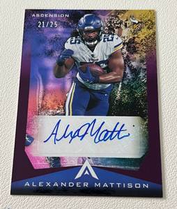 lot 10B image: Alexander Mattison Auto 25 2021 Chronicles Ascension #ASC-AMA, numbered 2125, Rare Minnesota Vikings Football Card