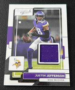 lot 17B image: Justin Jefferson Relic Patch - 2022 Donruss Threads #TH-26 Minnesota Vikings Football Card