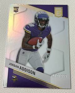 lot 19B image: Jordan Addison 999 RC 2023 Donruss Elite #157 Rookie Minnesota Vikings Football Card