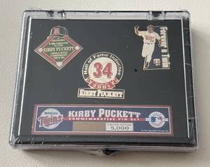 lot 21B image: Kirby Puckett Limited Edition Hall of Fame Commemorative Pin Set - Numbered only 5,000 Made - Minnesota Twins Baseball