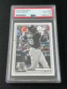 lot 82A image: PSA Graded 10 Gem Mint - Luis Robert RC 2020 Bowman #18 Rookie Baseball Card