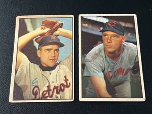 lot 87A image: 1953 Bowman Baseball 2 Card Lot - #23 Herman Wehmeier and #47 Ned Garver, Vintage