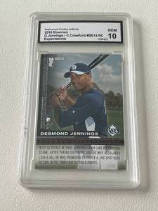lot 102A image: Carl Crawford RC Graded 10 Gem Mint 2010 Bowman Expectations #BE14 Rookie Baseball Card