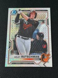 lot 106A image: Adley Rutschman RC 2021 Bowman Chrome Refractor #BCP-121 Rookie Baseball Card