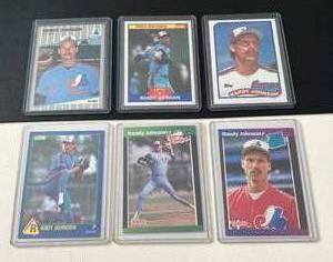 lot 149A image: Randy Johnson 6 Card RC Lot - Topps, Donruss, Fleer Score Rookie Baseball Cards