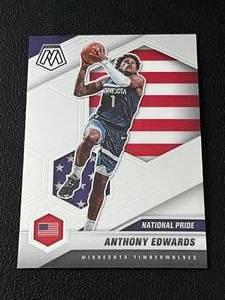 lot 159A image: Anthony Edwards RC 2020-21 Mosaic National Pride #252 Rookie Minnesota Timberwolves Basketball Card