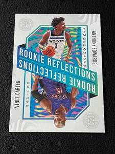 lot 161A image: Anthony Edwards RC 2020-21 Illusions Rookie Reflections #13 with Vince Carter Minnesota Timberwolves Basketball Card