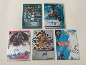 lot 167A image: Autograph Lot 5 Cards - Basketball - Frank Mason, Stephen Zimmerman, Skylar Mays, Isaiah Livers, James Bouknight