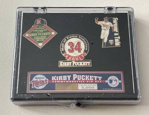 lot 179 image: Kirby Puckett Limited Edition Hall of Fame Commemorative Pin Set - Numbered only 5,000 Made - Minnesota Twins Baseball