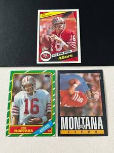 lot 204A image: Joe Montana 3 Card Lot - 1984, 1985, 1986 Topps Football Cards