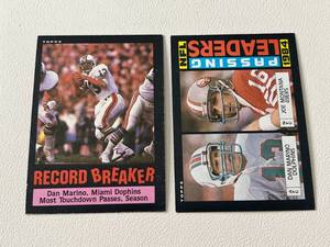 lot 210A image: Dan Marino  Joe Montana 1985 Topps 2 Card Lot Vintage Football Cards