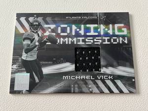 lot 213A image: Michael Vick Relic 399 - 2006 Donruss Elite Zoning Commission, numbered 129399, Football Card