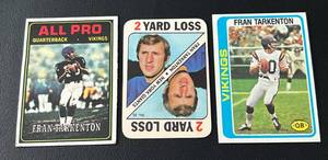 lot 214A image: Fran Tarkenton 3 Card Lot - 1971, 1974, and 1978 Vintage Football Cards
