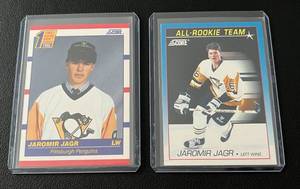 lot 255A image: Jaromir Jagr 2 RC Lot - 1990 Score #428 and 1991 Score #381 Hockey Cards