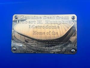 lot 2C image: HHH Metrodome Stadium Seat with Plaque and Stand - Ready to Sit In - Minnesota Twins Baseball Vikings Football