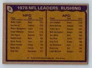 lot 315 image: Walter Payton  Earl Campbell RC - 1979 Topps NFL Rucking Leaders #3 Vintage Football Card