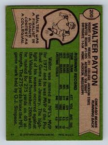 lot 317 image: Walter Payton 1978 Topps #200 Vintage Football Card