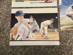 lot 261A image: Seven Baseball Star 8x10 Prints - Mickey Mantle, Nolan Ryan, Mike Schmidt, Sandy Koufax, Pete Rose, Joe DImaggio, and Ernie Banks - Baseball Cards
