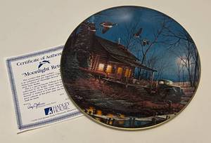 lot 259A image: Terry Redlin 1988 Moonlight Retreat Limited Edition Plate, numbered with COA Art