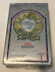 lot 310A image: 1992 Leaf Baseball Series 1 Pack Box - NewSealed 36 Packs of Baseball Cards