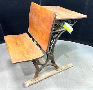 lot 268 image: Antique Wood and Iron School Dest