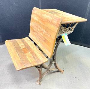 lot 270 image: Antique Wood and Iron School Dest