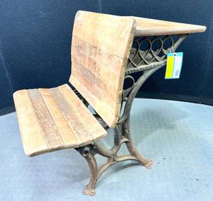 lot 271 image: Antique Wood and Iron School Dest