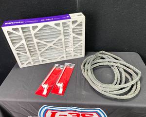 lot 294 image: Furnace Filter 16x25x4, Hose and Two Toilet Handels