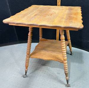 lot 308 image: Antique EndParlor Two Tiered Table