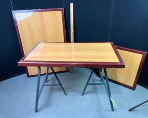 lot 310 image: Vintage Three Table Tops and With One Set of Metal Legs