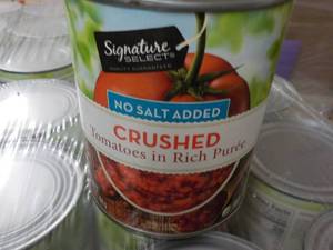 lot 223 image: 12 x 28oz Cans Signature Crushed Tomatoes
