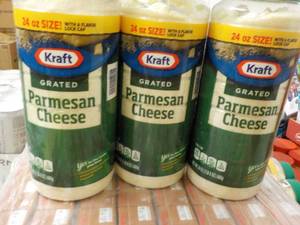 lot 239 image: 3 x 24 oz Kraft Grated Parmesan Cheese best date 0124