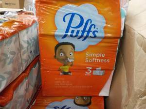 lot 5 image: Partial Case Puff Facial Tissues- damaged box