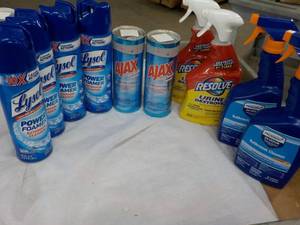 lot 18 image: Lysol, AJAX, Resolve and Microban Bathroom Cleaner Products