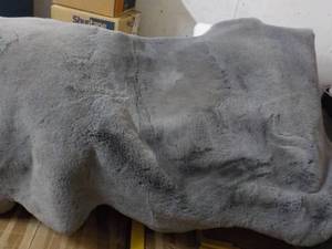 lot 59 image: Mon Chateau Grey 100% Polyester Luxe Faux Rug 70 x 44