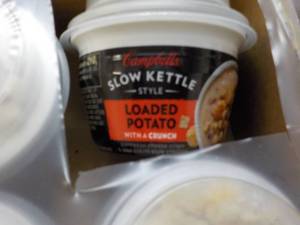 lot 136 image: 12 ct Campbells Slow Kettle Style Loaded Potato Soup with a Crunch best date 08152023