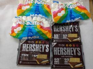 lot 175 image: 3 Hersheys 6 Packs Full Size Bars and 3 Bags Jet Puffed Marshmallows