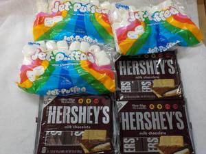 lot 176 image: 3 Hersheys 6 Packs Full Size Bars and 3 Bags Jet Puffed Marshmallows