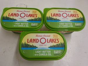 lot 333 image: E 3 - 24 oz Tubs Frozen Land O Lakes Light Butter with Canola Oil