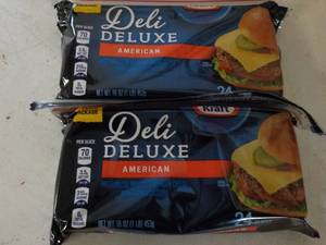 lot 366 image: 2 Kraft Deli Deluxe Refrigerated American Cheese Slices- 48 total